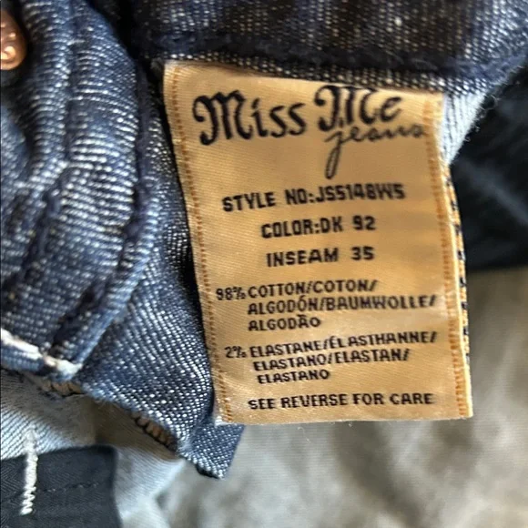 MISS ME⚜️Wide Leg Flare Dark Blue JEANS with Flap Pockets Size 30 - Picture 11 of 12